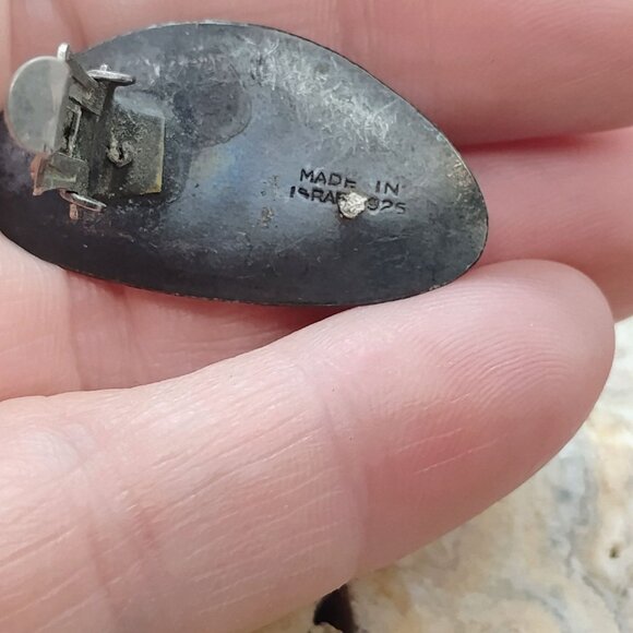 Vtg Judaica Israel 925 Sterling Silver Set Brooch/Pendant & Clip Earrings - Picture 9 of 12